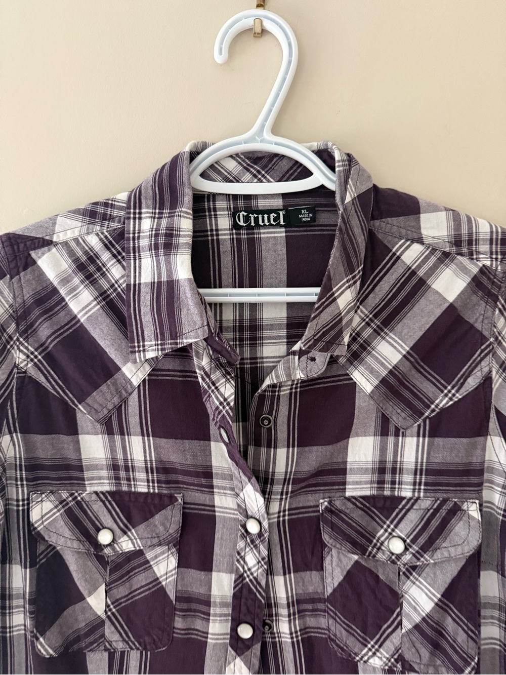 Cruel Purple & White Plaid Button-Up Shirt - Picture 3 of 3
